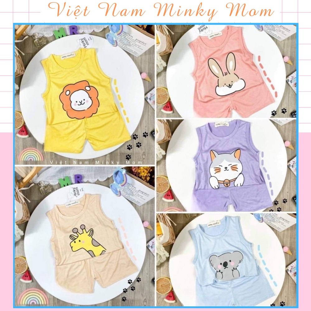 (5-18kg) Đồ Bộ Ba Lỗ Bé Trai Bé Gái Minky Mom Chất Thun Lạnh In Hình Dễ Thương Dành Cho Bé Từ 5-18kg