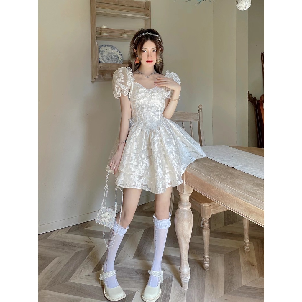 Đầm công chúa tay phồng, váy công chúa tay phồng dành cho nữ đi chơi, đi chụp ảnhh ko ô