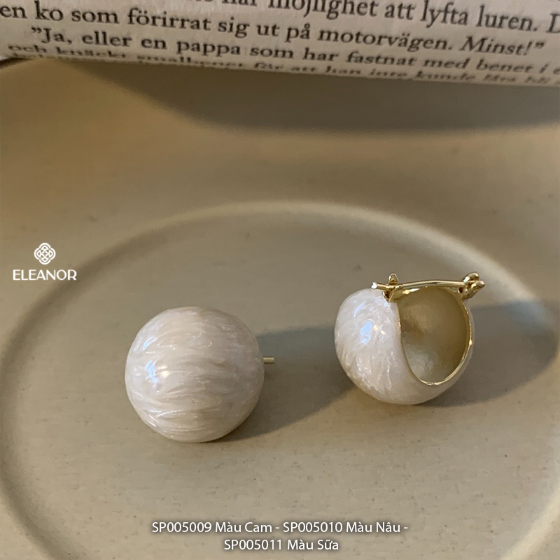 Bông tai nữ chuôi bạc 925 Eleanor Accessories dáng tròn hình cầu basic thanh lịch phụ kiện trang sức 5009