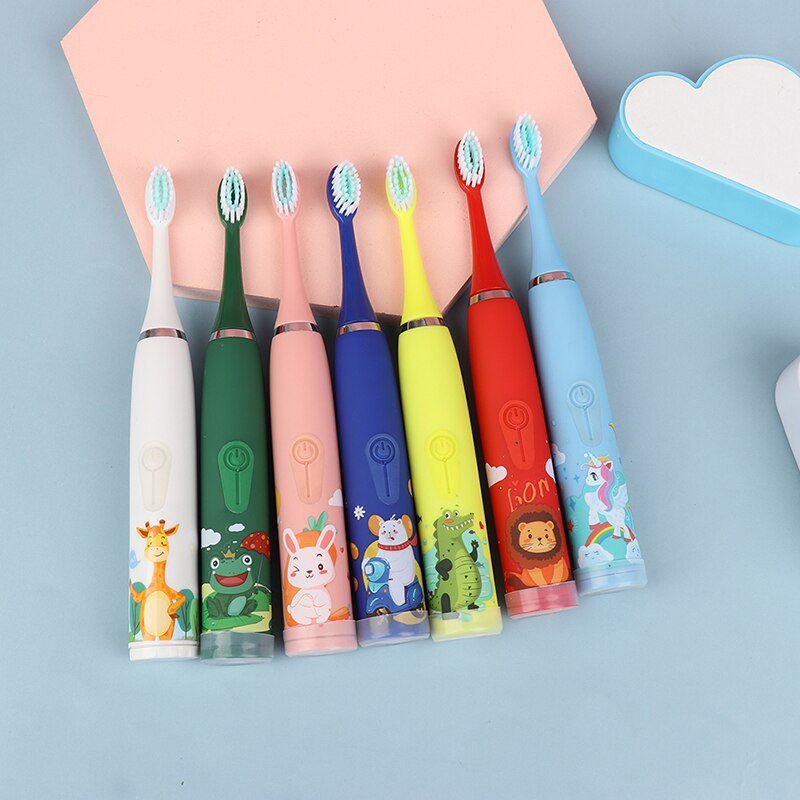 Bàn chải điện cho bé 4 chế độ đánh sạch răng, chải tự động lông bàn chải mềm không đau lợi, Dành cho các bé từ 2T-16T