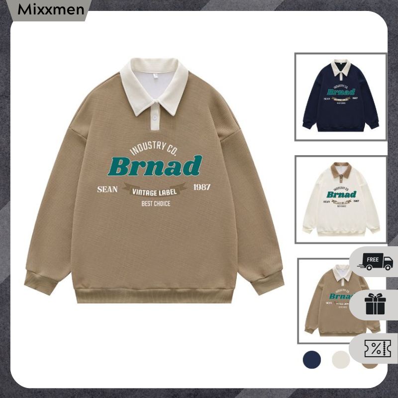 Áo Sweater Polo Nỉ Nam Nữ Unisex Dài Tay Form Rộng Phong Cách Trẻ Trung Thời Trang Mixxmen TOP NAM 245V2