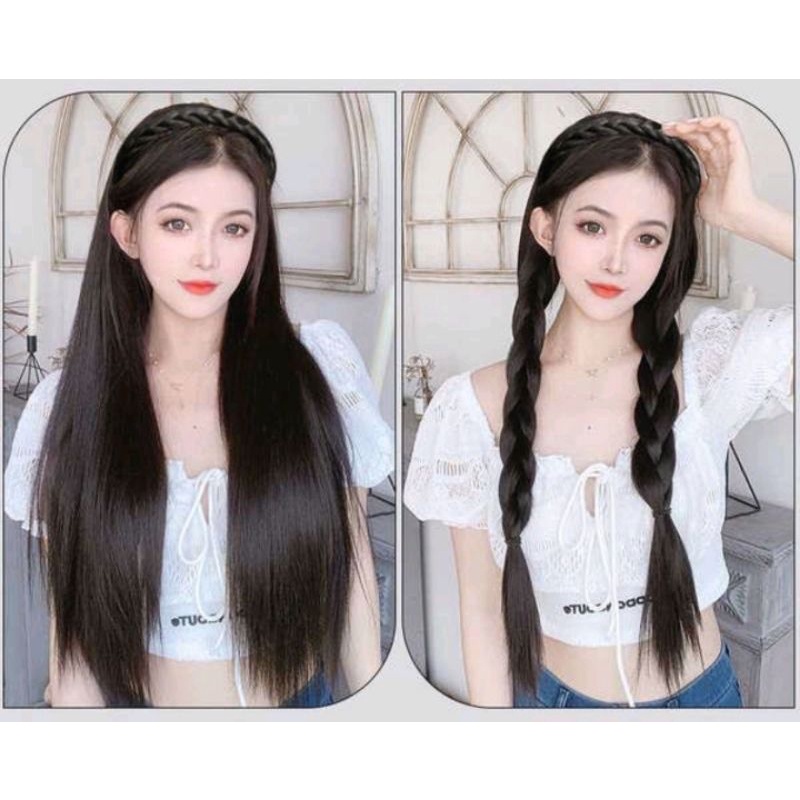 TÓC GIẢ U 3/4 ĐẦU KÈM BĂNG ĐÔ CÀI THẮT BÍM ND074