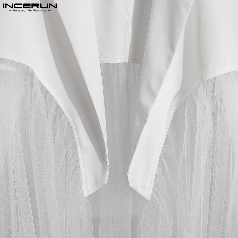 Áo khoác blazer INCERUN dài tay phối lưới xuyên thấu thời trang cho nam | BigBuy360 - bigbuy360.vn