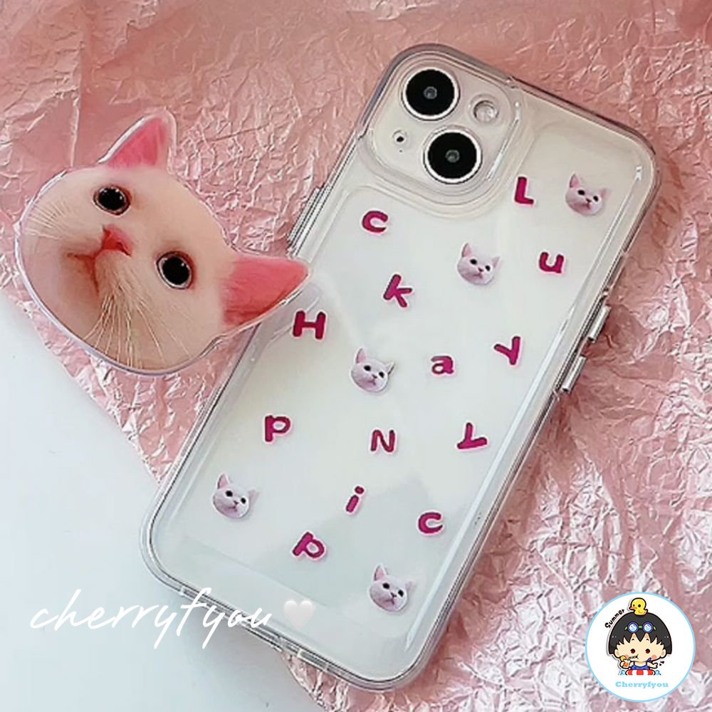 Ốp Điện Thoại TPU Mềm Chống Bụi Chống Sốc Có Giá Đỡ Hình Đầu Mèo Cho IPhone 14 13 12 11 Pro Max