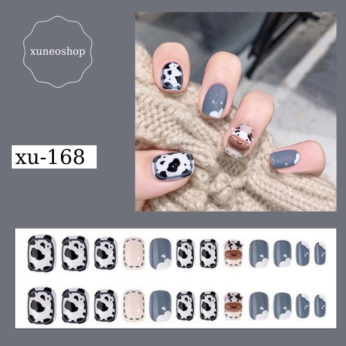 Móng Tay Giả Bò Sữa Surishop21 Set 24 Móng Kèm Keo
