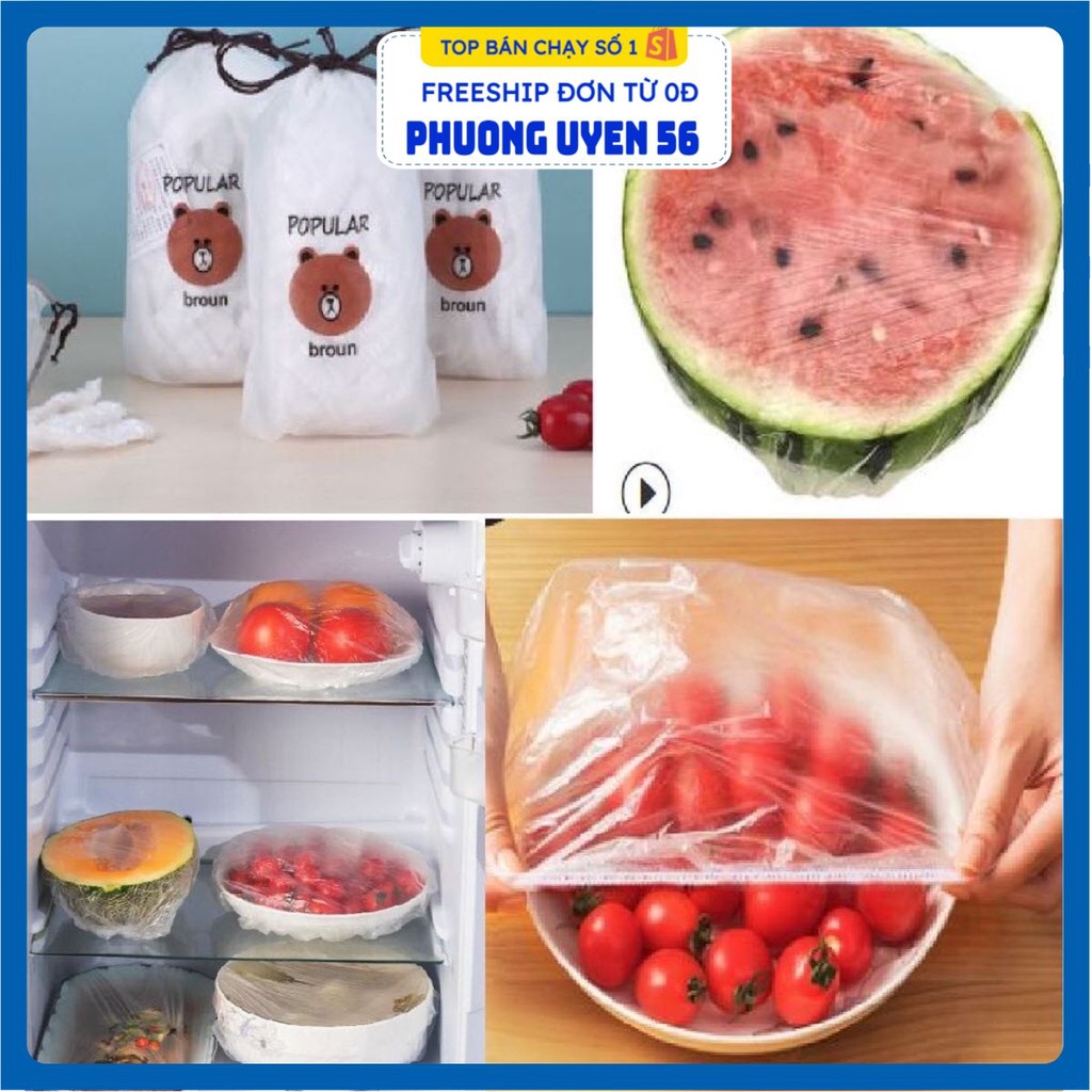 [CAO CẤP] TÚI BỌC THƯC PHẨM GẤU 100 CÁI CÓ CHUN TÁI SỬ DỤNG ĐƯỢC