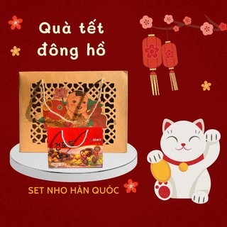 Hộp quà tết biếu sếp túi quà tết nho khô biếu ông bà biếu bố mẹ đẹp sang cao cấp qt06