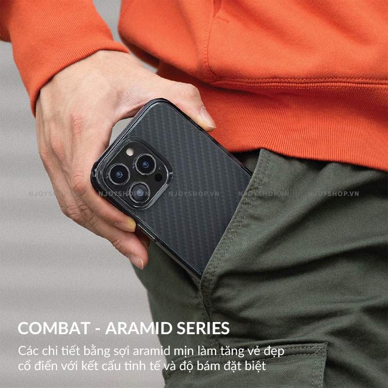 Ốp Trong Suốt Cao Cấp Uniq Combat Chống Sốc Bảo Vệ Camera Hỗ Trợ Sạc Không Dây Cho iP14 Pro Max Njoyshop