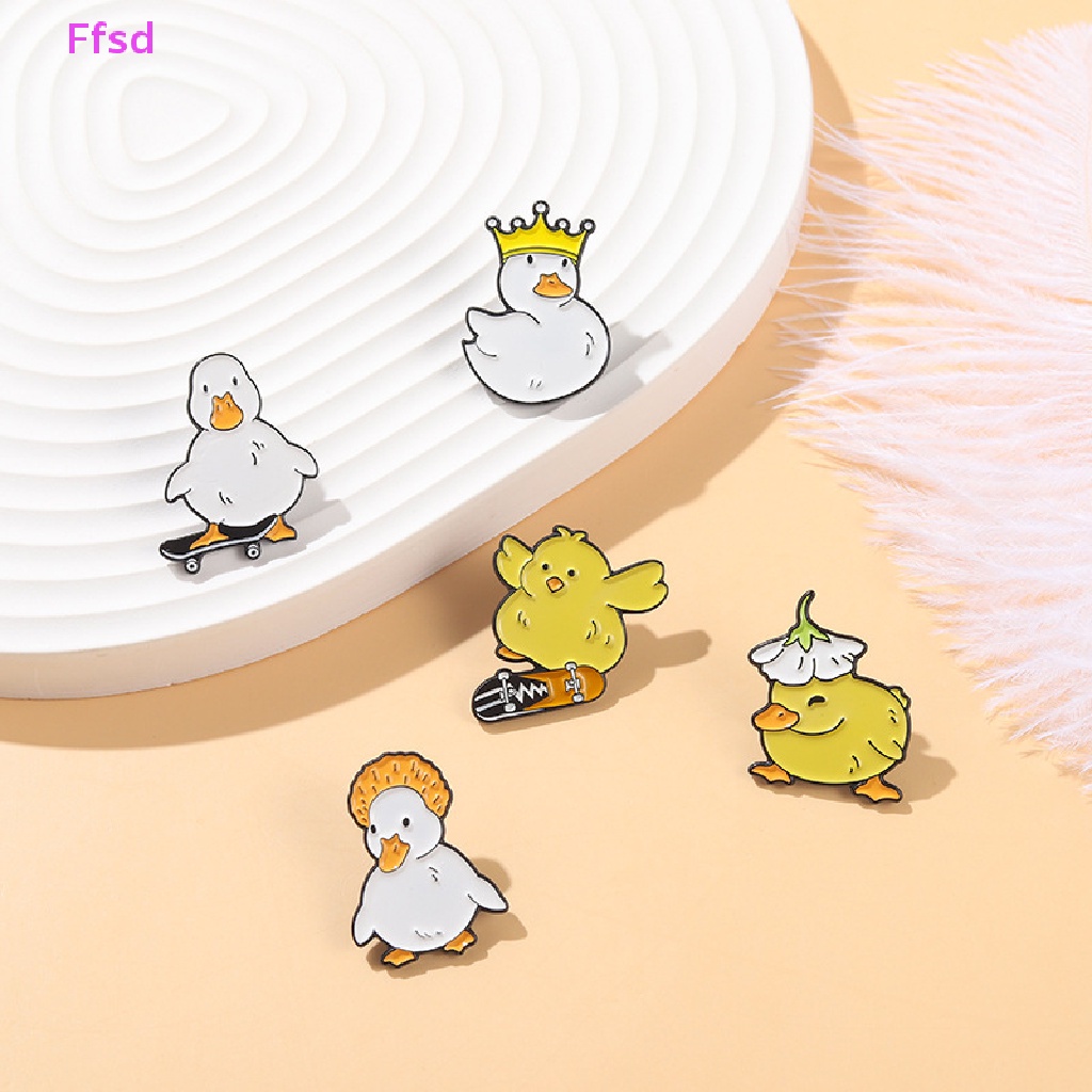 {Ffsd} Ghim Cài Áo Tráng Men Hình Động Vật Đáng Yêu Con Ngỗng Gà Con Giày Trượt Patin * Hàng Bán Chạy
