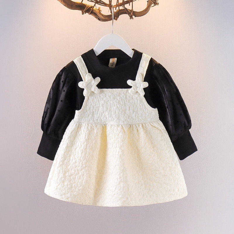 Đầm Công Chúa Giả Hai Lớp Phong Cách Phương Tây Thời Trang Mùa Thu Cho Bé Gái