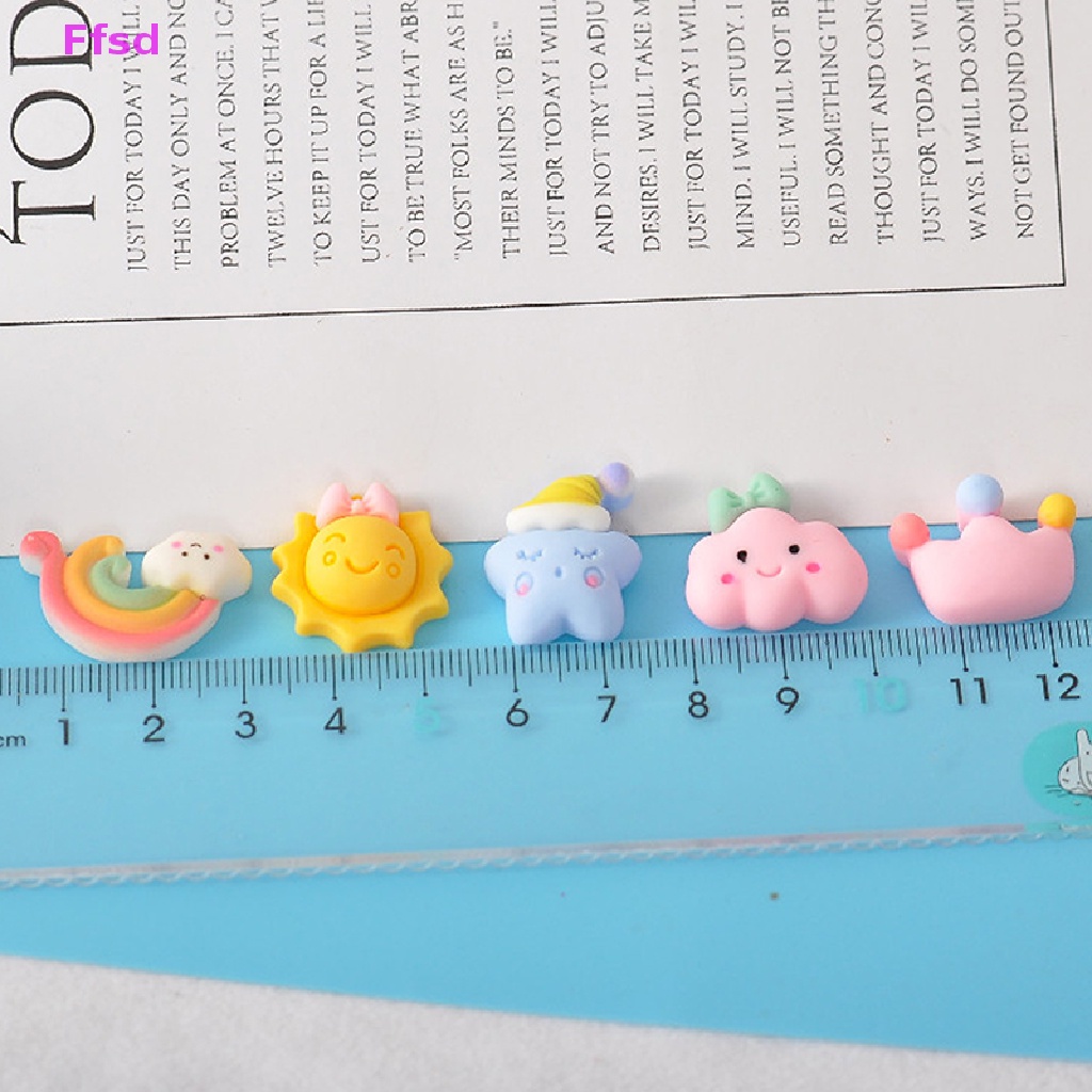 {Ffsd} Bộ 10 Miếng Dán Trang Sức Nhựa Resin Hình Đám Mây / Ngôi Sao Đáng Yêu Hỗn Hợp DIY