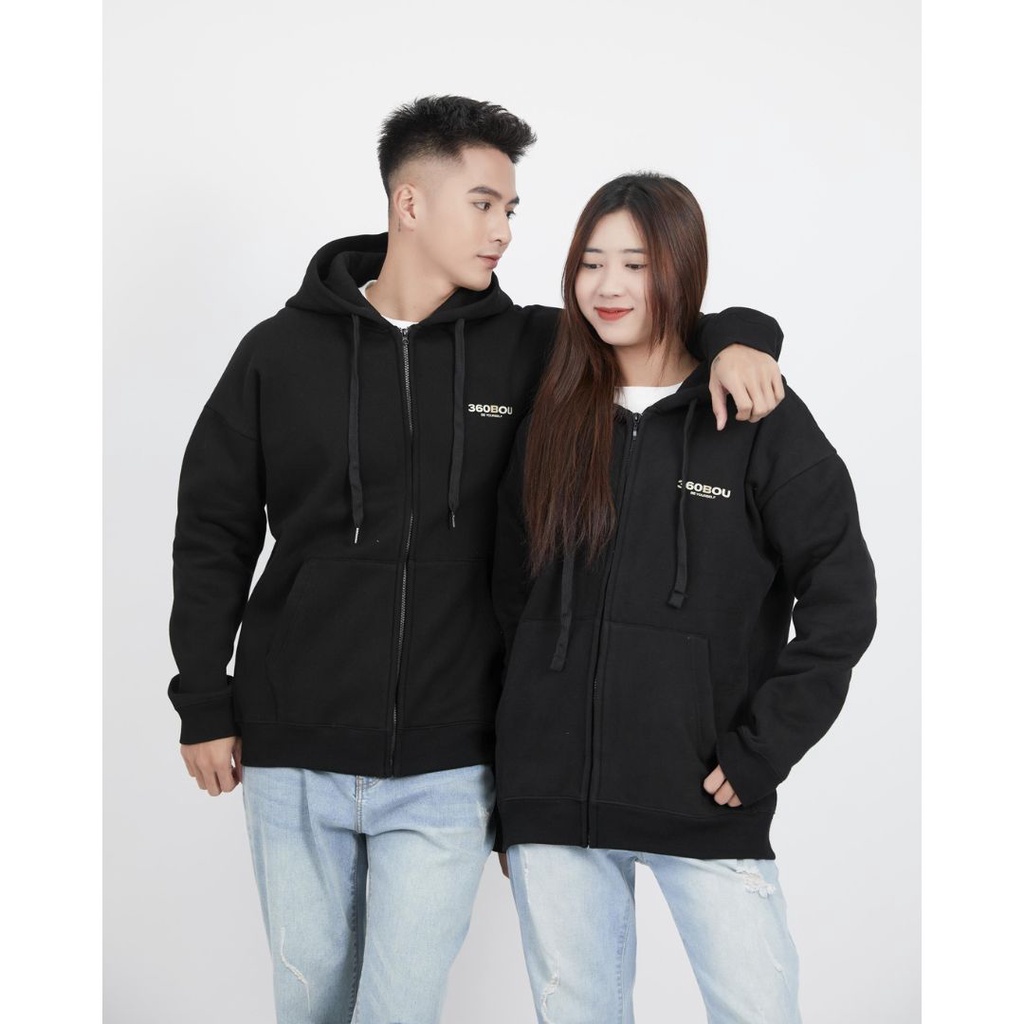 Áo khoác nỉ bông nam hoodie zip thương hiệu thời trang 360Boutique chất liệu dày dặn- KNMOL332