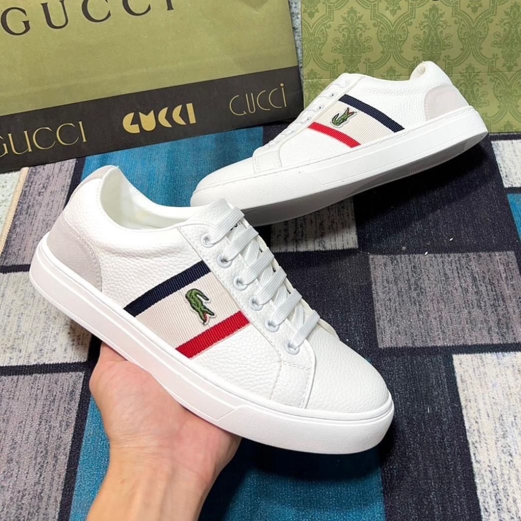Giày Nam Lacoste, Chất Lượng Cao Cấp, From Dáng Đẹp - Đế Cao Su Đúc Nguyên Khối