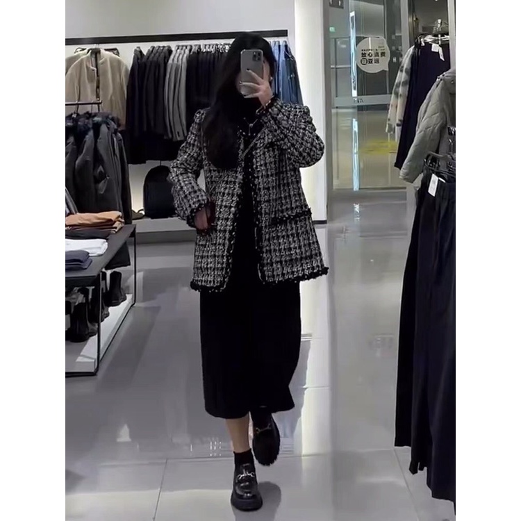 Áo dạ tweed kẻ quảng châu chát dày đẹp