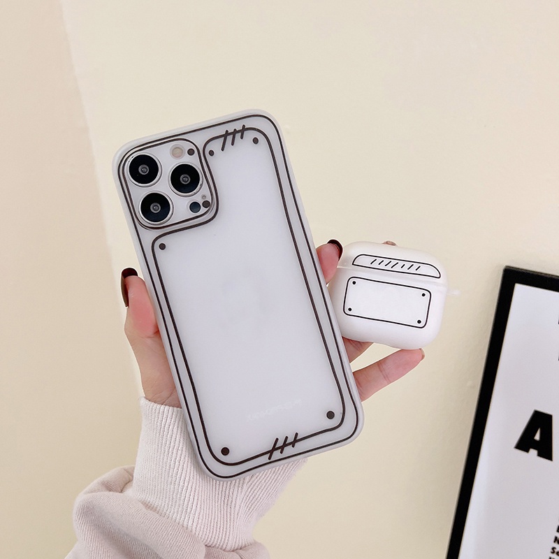 Ốp Điện Thoại TPU Mềm Họa Tiết Nhãn Hiệu Phác Thảo Cho iPhone 14 13 12 11 Pro Max XS XR X 8 7 Plus