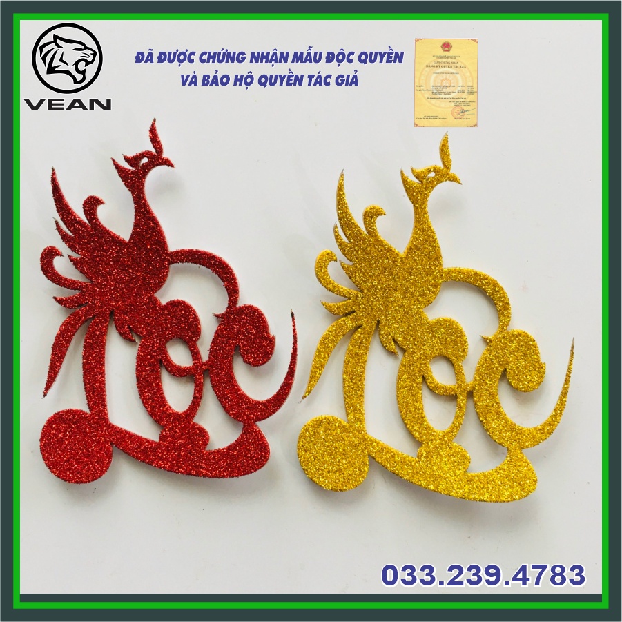 Chữ thư pháp đẩu Rồng - Phượng xốp nhũ kim tuyến dán dưa,dừa,bưởi,dán quạt,dán mẹt... có keo dán sẵn