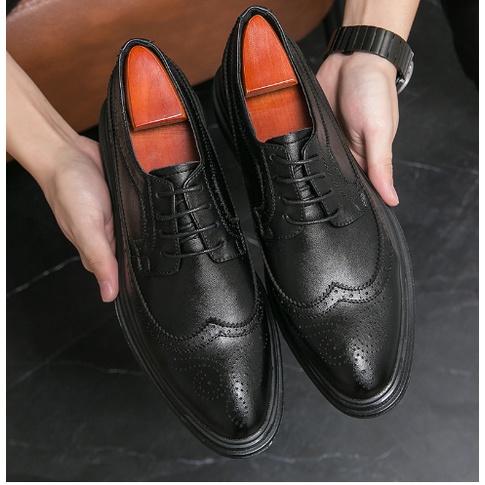 Giày Derby Nam công sở tăng chiều cao da bò thật N028