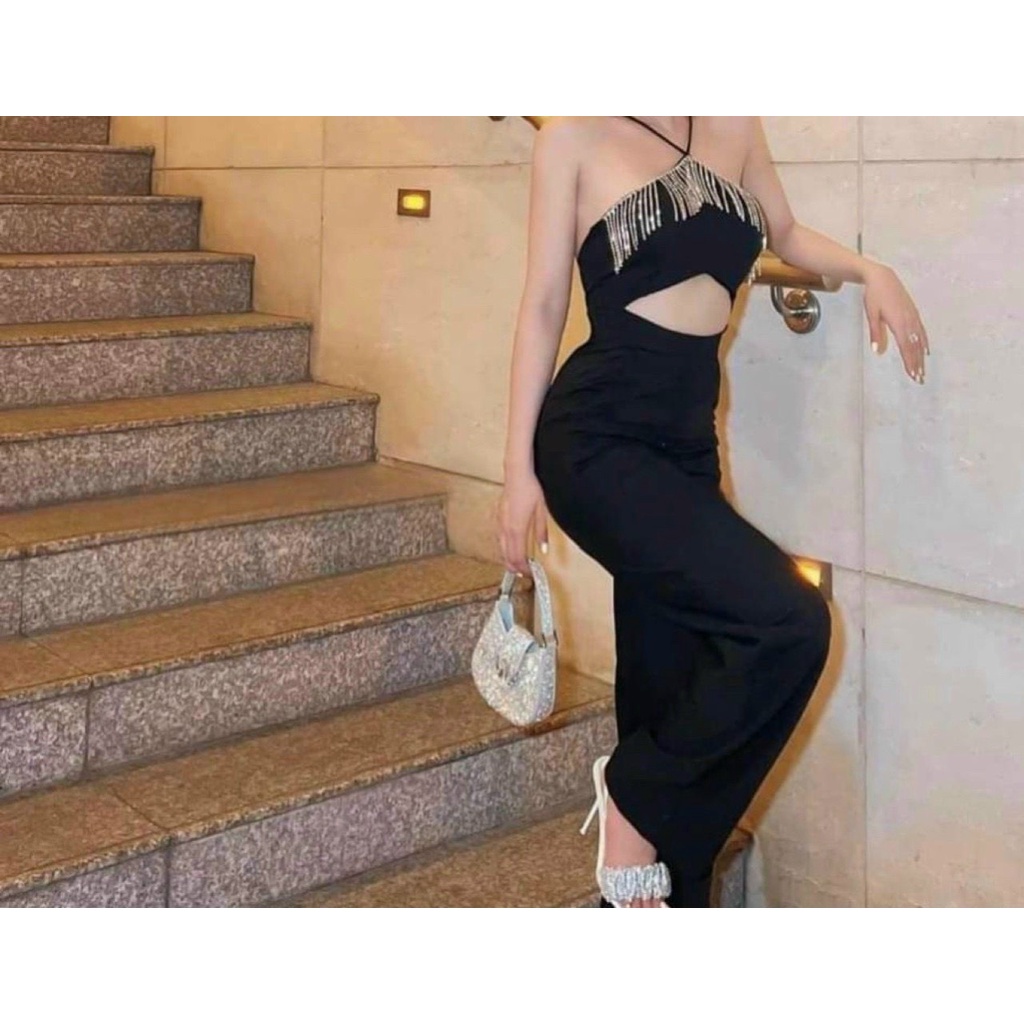 Áo liền quần dây chéo ống rộng kèm phụ kiện có mút Gu Fashion