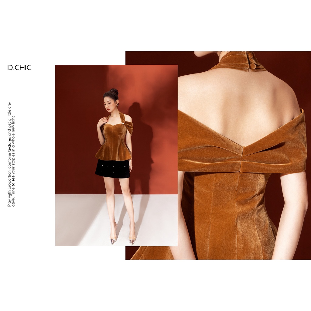 Áo eo xòe bổ mảnh hở vai D.CHIC MS: 1811904