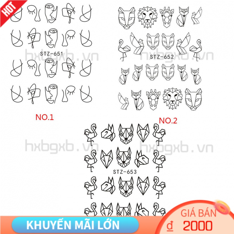 (Hàng Mới Về) Miếng Dán Trang Trí Móng Tay Họa Tiết Động Vật Hoạt Hình Dễ Thương