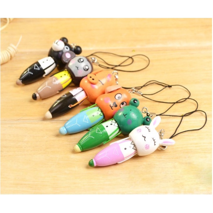 [SALE]Bút Bi Móc Khóa Vỏ gỗ Hình Động Vật đáng yêu_ Quà tặng cho bé