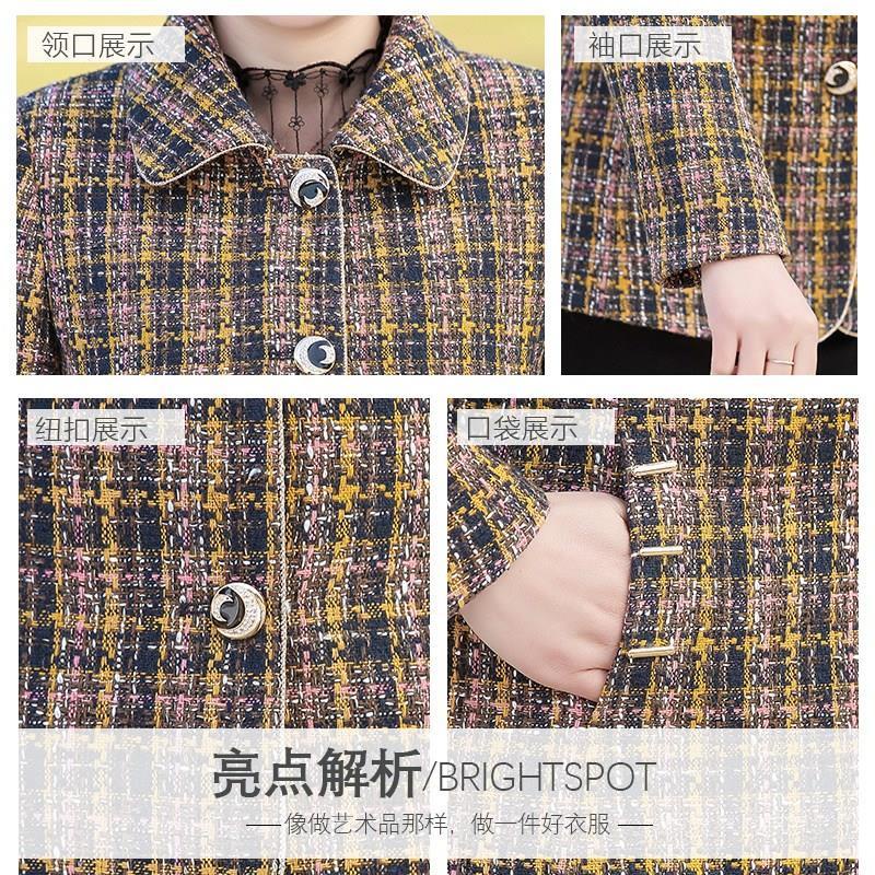Áo Khoác Vest Kẻ Sọc Ca Rô Có Size Lớn Thời Trang Mùa Thu Dành Cho Phụ Nữ Độ Tuổi Trung Niên 40-50