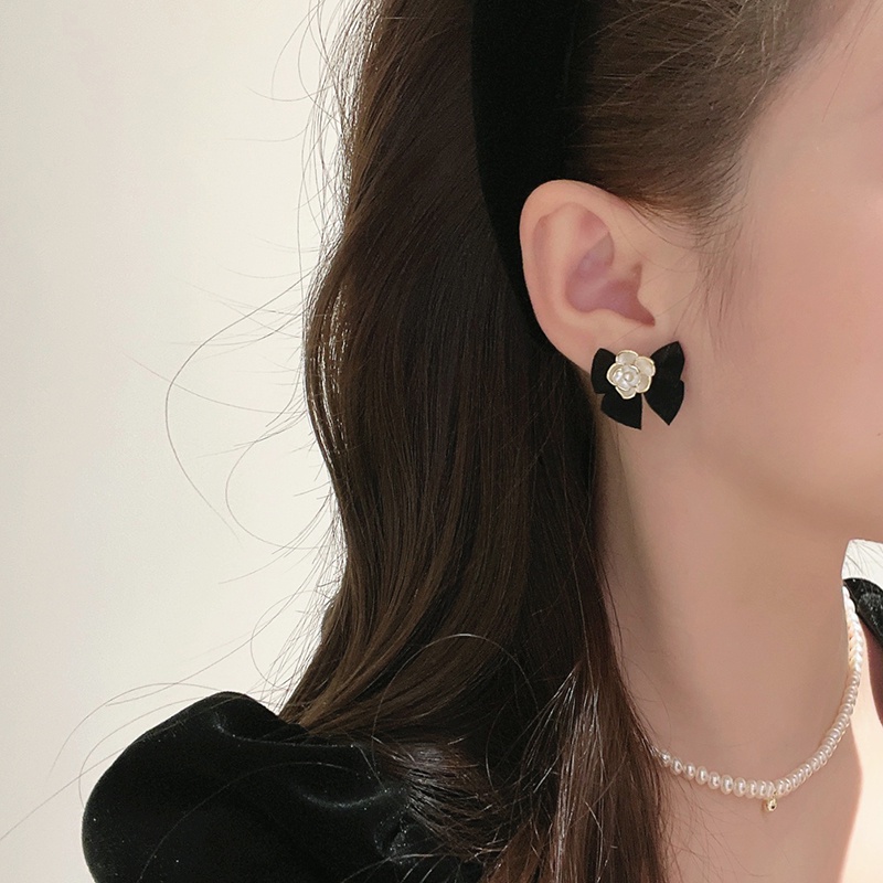 Bông Tai Mạ Bạc 925 Hình Nơ Đính Hoa Trà Xinh Xắn Thời Trang Cao Cấp Cho Nữ