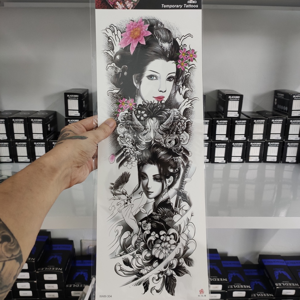 Hình Xăm Dán 170x480mm Full Tay , Nửa Lưng Chống Nước