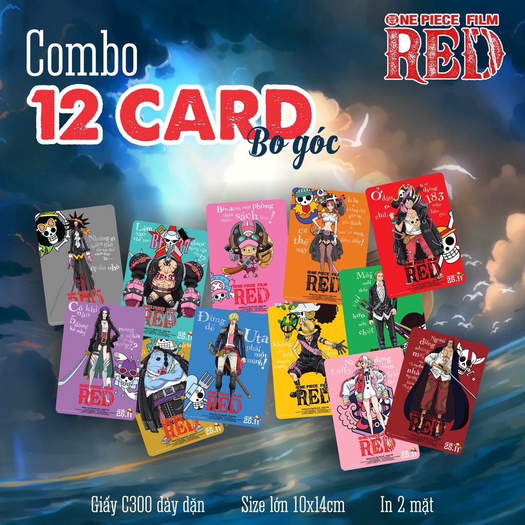 Combo 12 Card bo góc ONE PIECE FILM RED