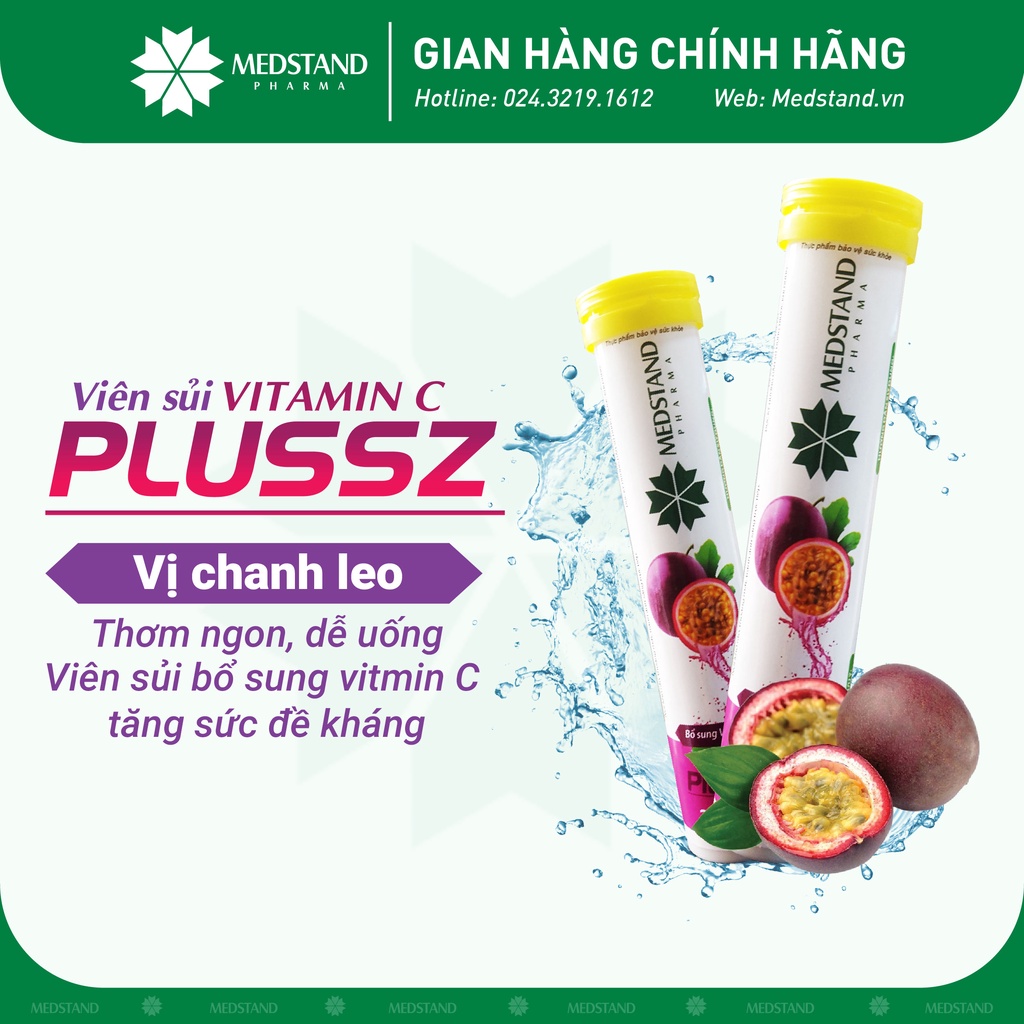 Viên sủi bổ sung vitamin C, giảm chảy máu chân răng do thiếu vitamin C MEDSTAND Vitamin C Plussz (Lọ 20 viên)