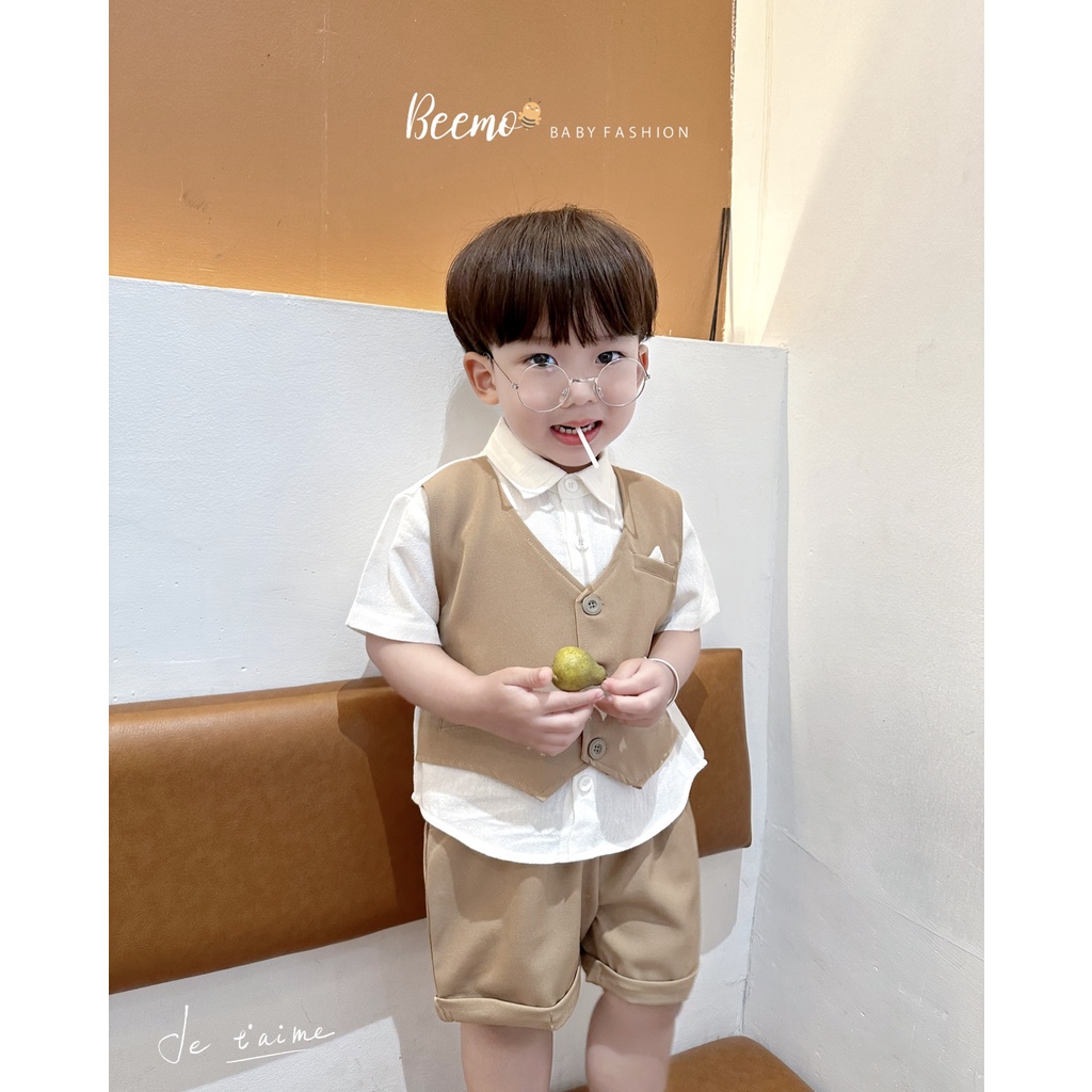 Set sơ mi gile công tử Beemo cho bé trai