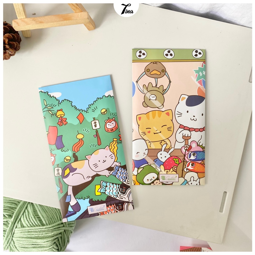 Bao lì xì 2024 hoạt hình mèo may mắn cát tường Bộ 6 cái TINA SHOP LIXI22