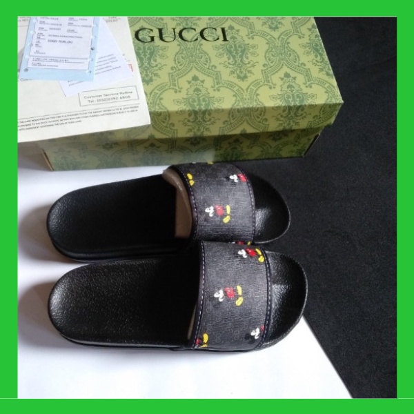 Dép Gucci mickey đen GC lê nam nữ quai ngang xám full box bill chống trơn trượt , chống nước - BOM store - N Cool Store