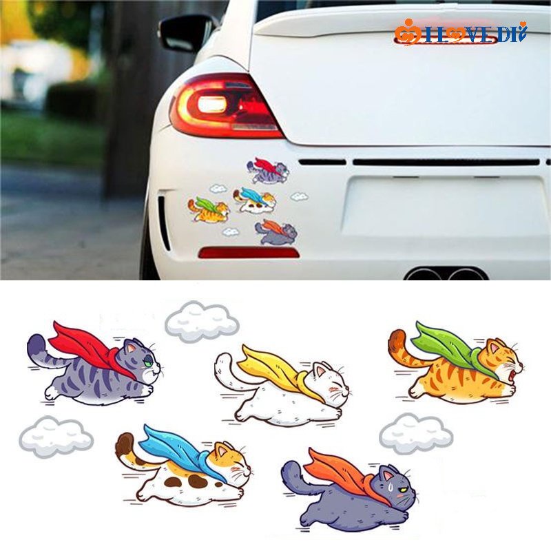 Miếng Dán PVC Hình Mèo Hoạt Hình Dễ Thương Chống Nước Trang Trí Xe Hơi
