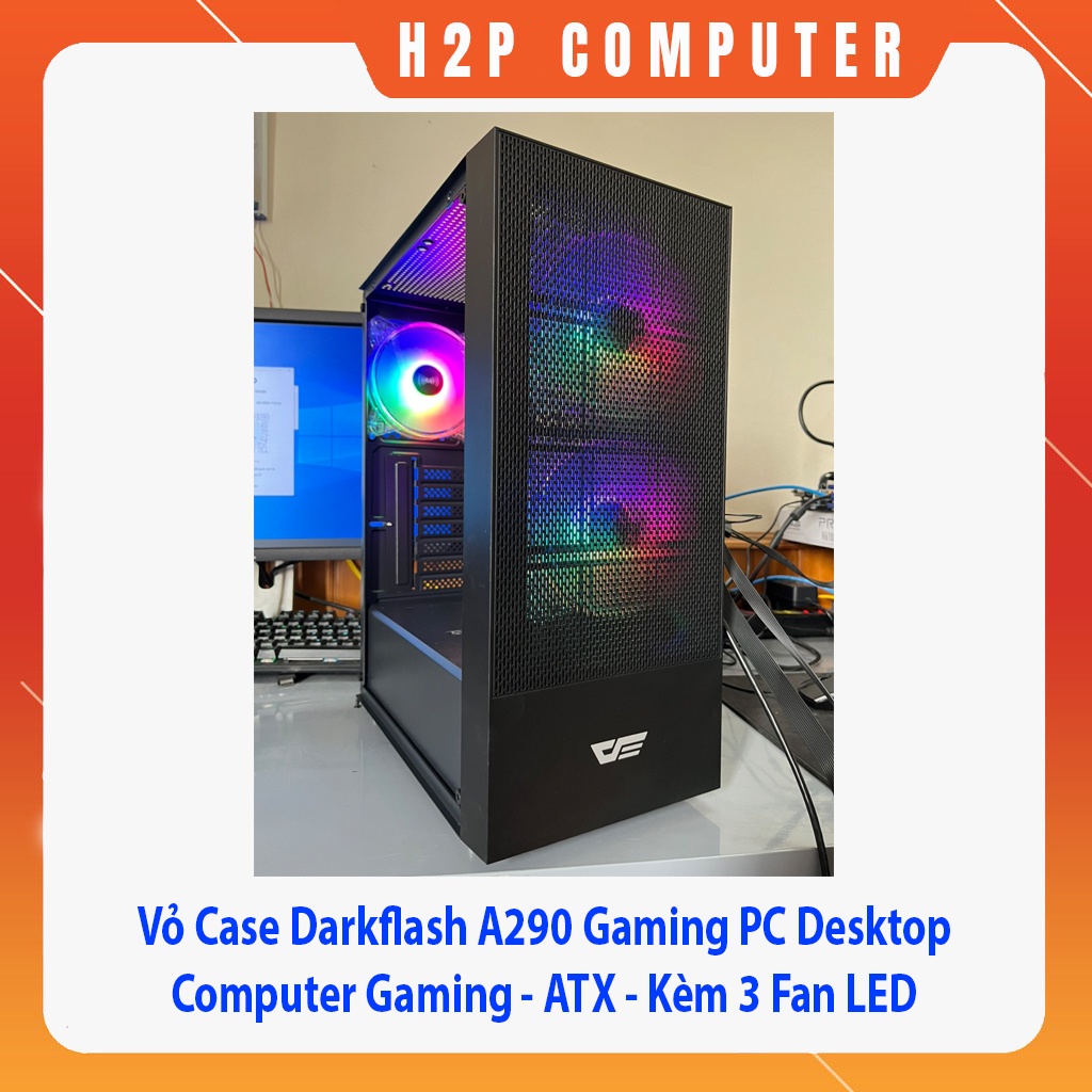 Vỏ Case Darkflash A290 Gaming PC Desktop Computer Gaming - Kèm 3 Fan Led