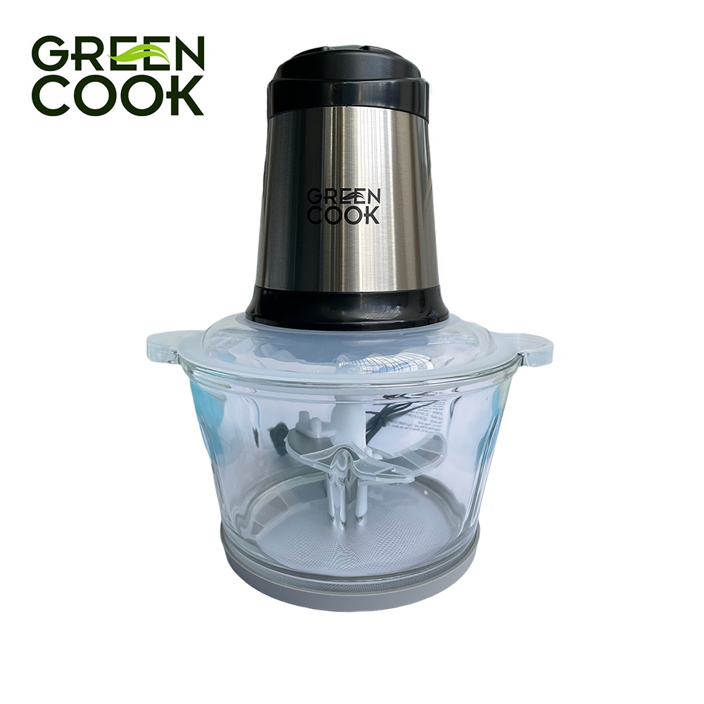 Máy xay thịt Green Cook GCB-01 dung tích 2L 300W cối thuỷ tinh, 4 lưỡi dao