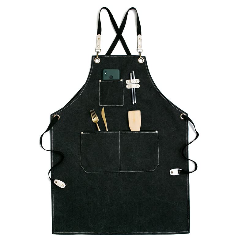 Tạp Dề Nấu Ăn / Nướng Bánh Chuyên Nghiệp Có 2 Túi Chống Nước Có Thể Điều Chỉnh Cho Nam Và Nữ