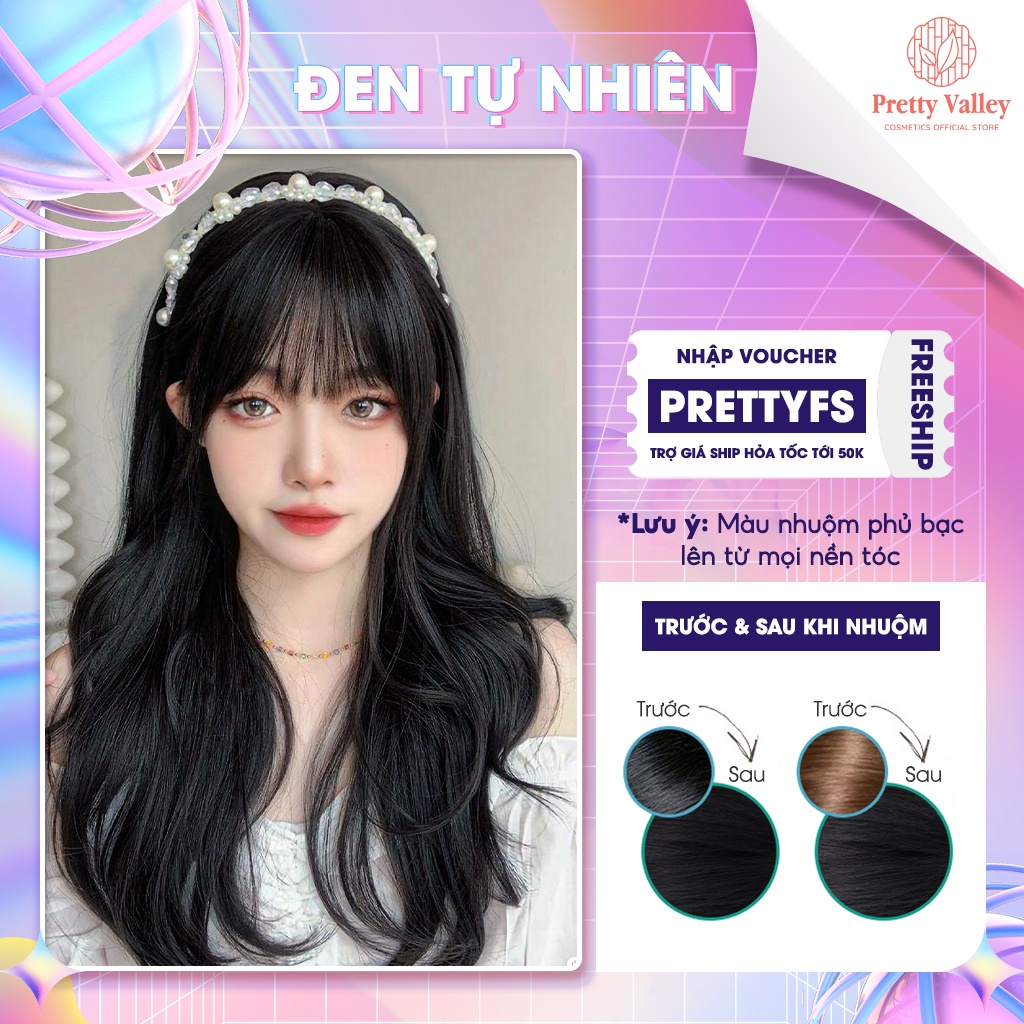 Thuốc Nhuộm Tóc Màu Đen Tự Nhiên MOLOKAI, Màu Nhuộm Không Tẩy - Pretty Valley Store