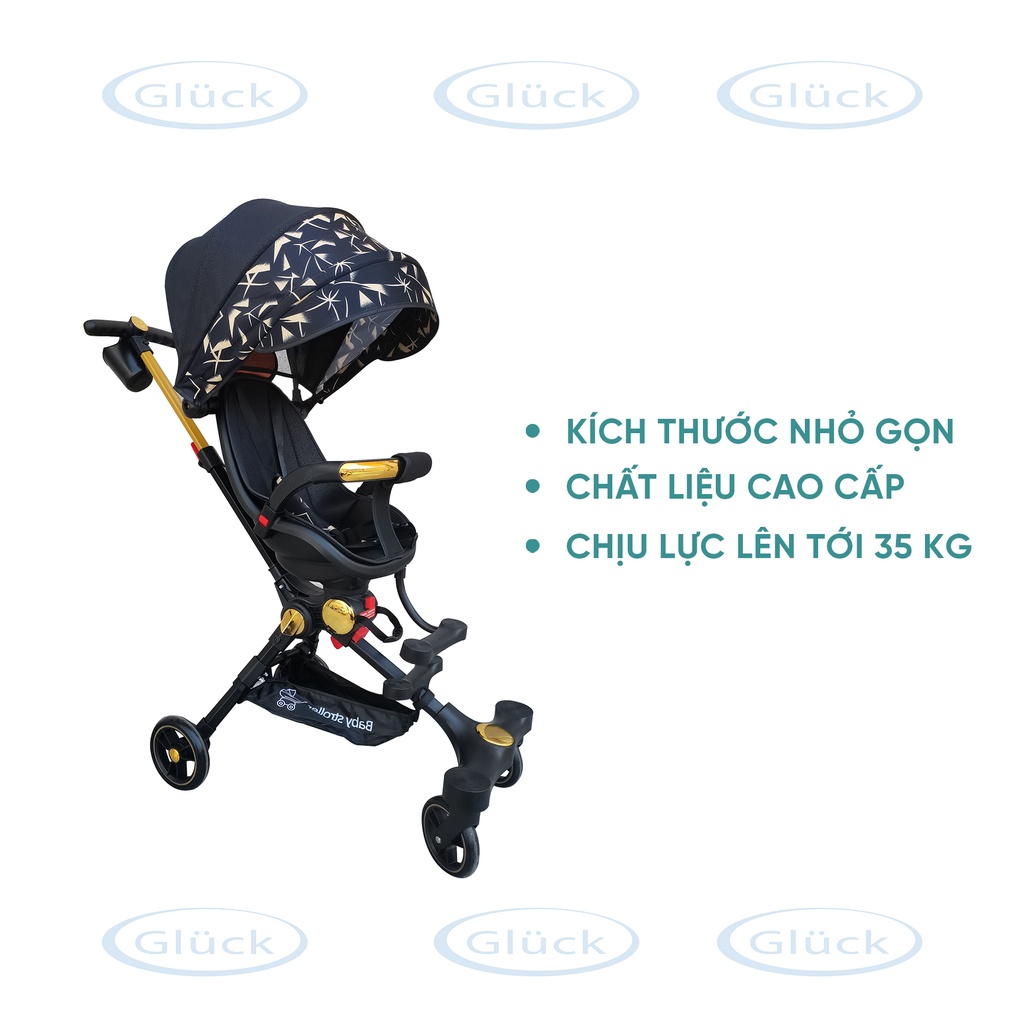 Xe đẩy mini cho bé xoay 360 độ, xe đẩy gấp gọn tiện lợi Gluck Baby G8 Gluck Official