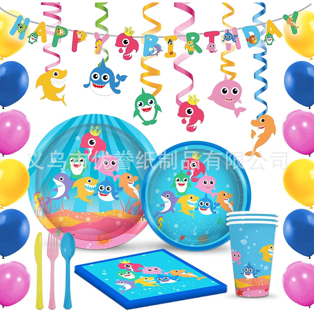 Bộ Bong Bóng Hình Cá Mập Dễ Thương Dùng Trang Trí Tiệc Sinh Nhật Cho Bé DIY