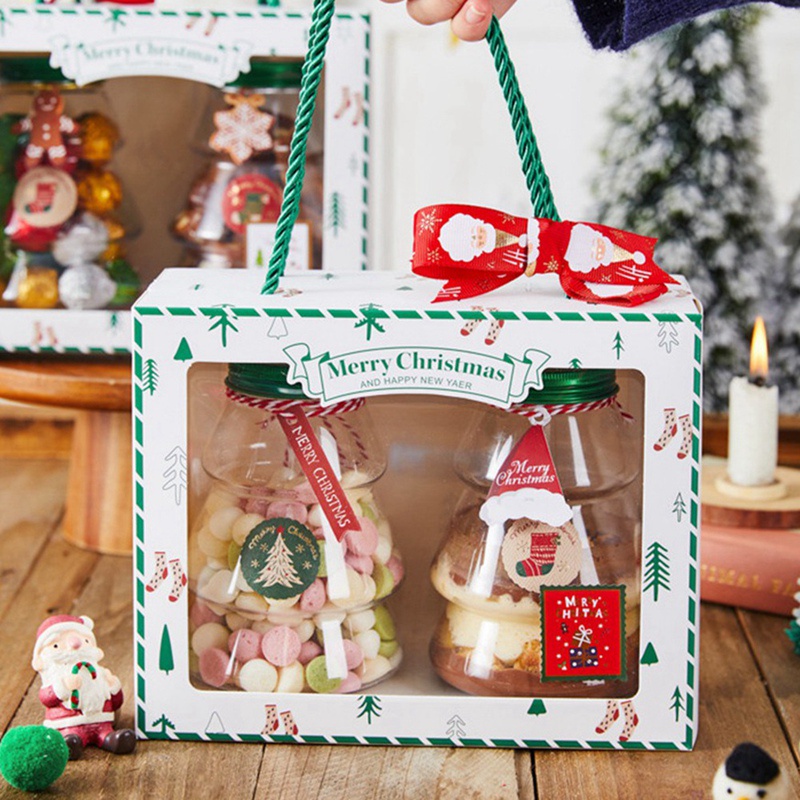 Set 5 Hũ Đựng Kẹo / Sô Cô La Có Tay Cầm Trang Trí Giáng Sinh / Năm Mới