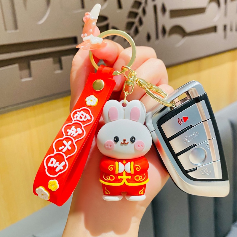 Móc Khóa Hình Thỏ Nhồi Bông Năm Mới 2023 Dễ Thương