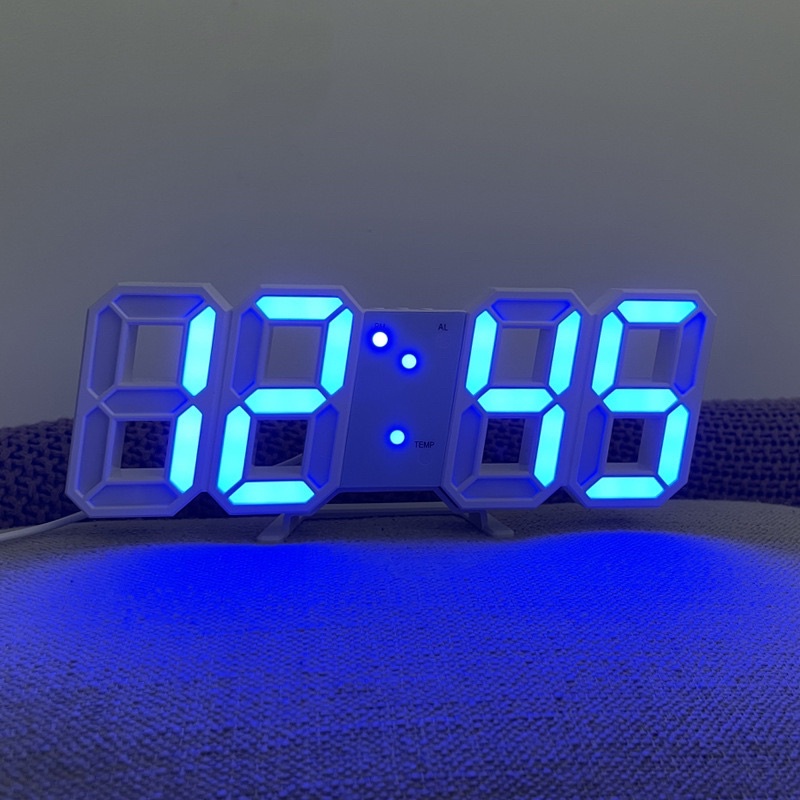 Đồng hồ LED 3D để bàn treo tường thông minh, phong cách Hàn Quốc