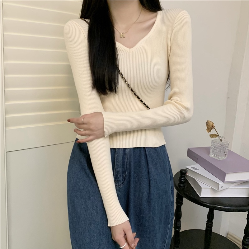 Áo Len Tay Dài Màu Sắc Đơn Giản Thời Trang Dành Cho Nữ