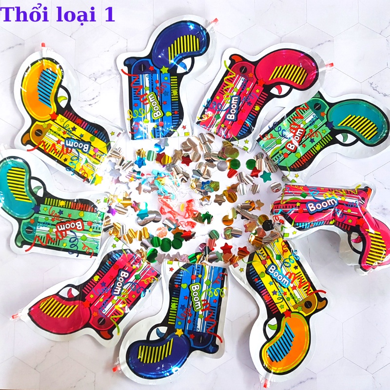 Pháo giấy dạng súng Confetti mini loại thổi - Súng bắn hoa giấy dùng cho tiệc sinh nhật, cưới hỏi - Đồ chơi MiniKids