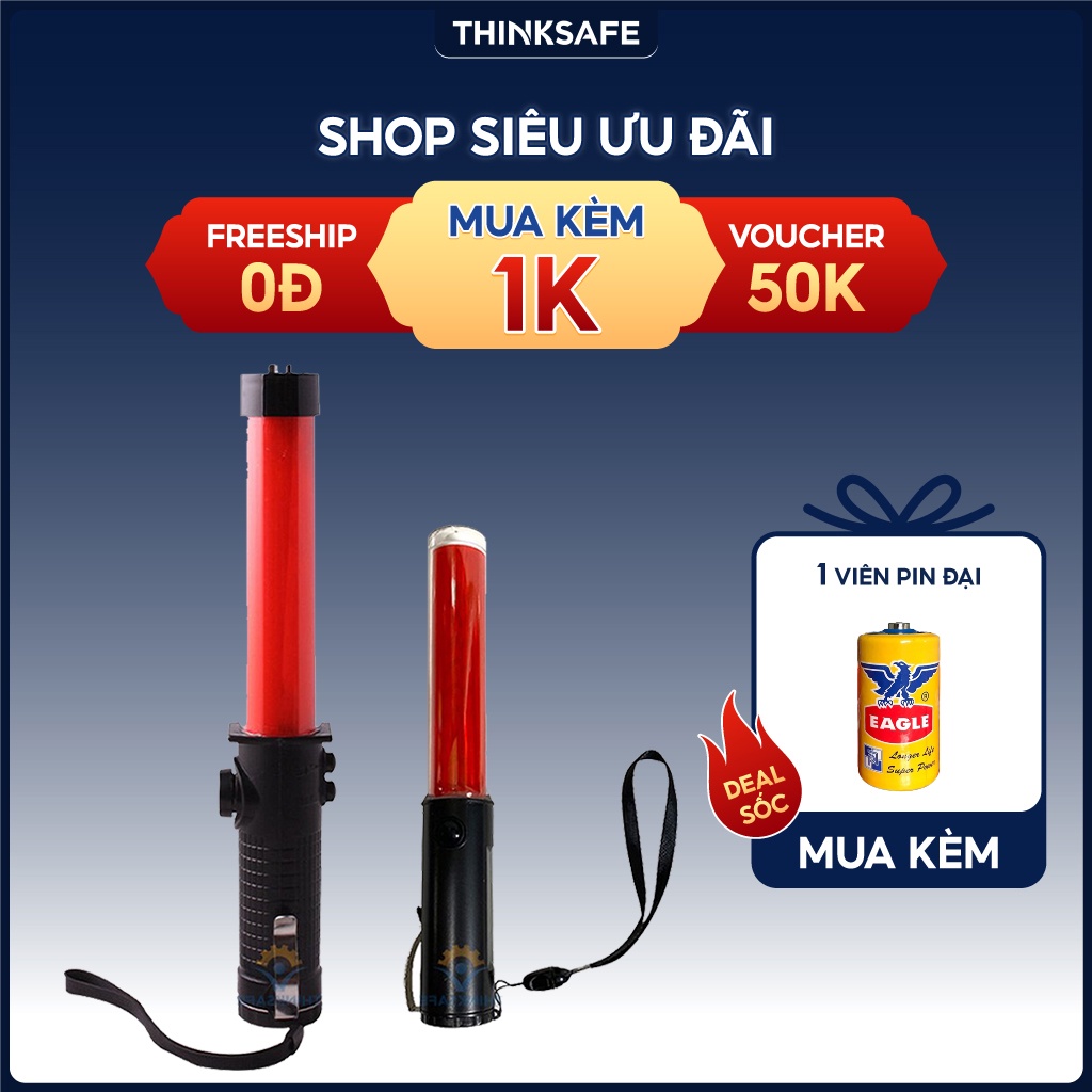 Đèn cảnh báo nguy hiểm điều khiển giao thông chạy pin, đèn sáng 3 chế độ, đèn chớp an toàn, công trình nhà xưởng