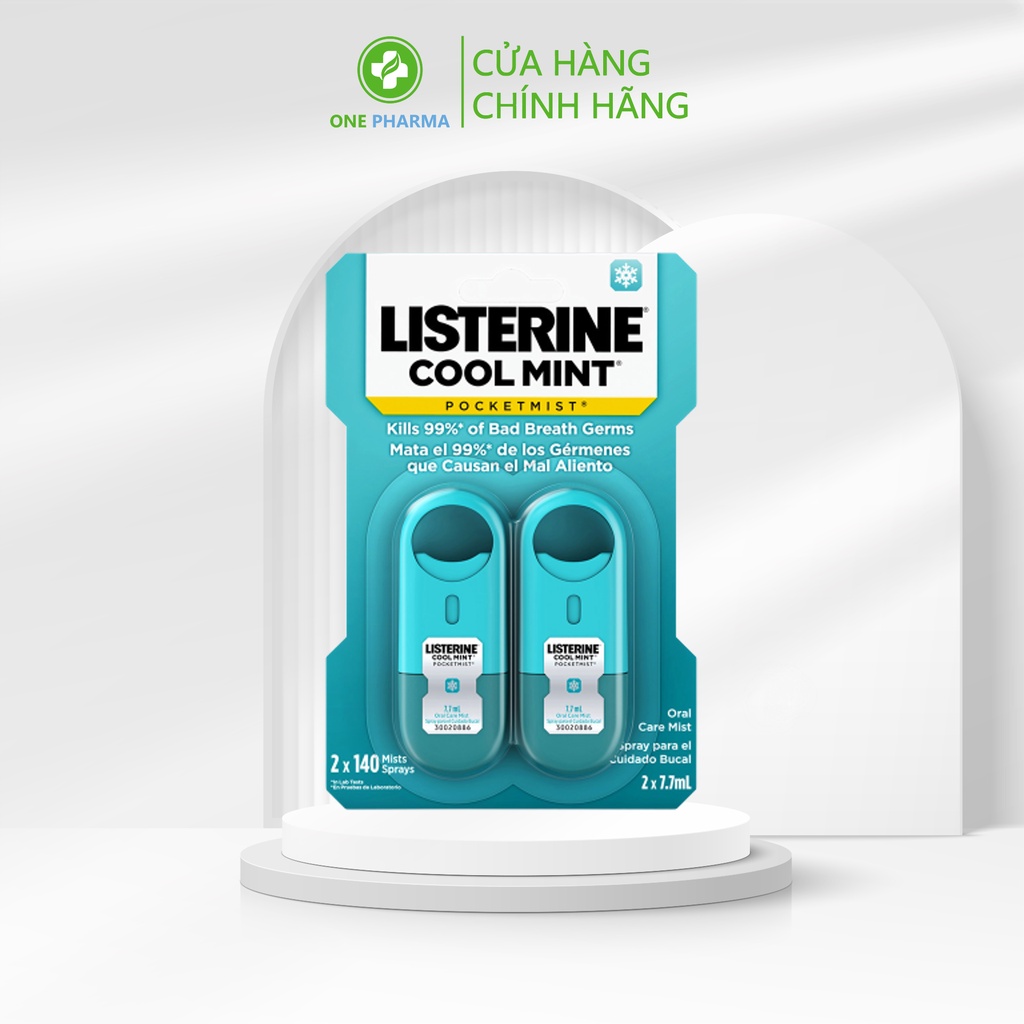 Xịt thơm miệng Listerine Cool Mint Pocketmist Set x2 chai 7.7ml