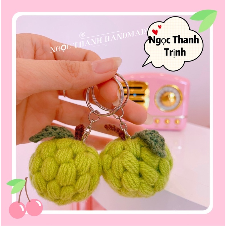 Quả Na bằng len, trái mãng cầu bằng len, móc khoá handmade