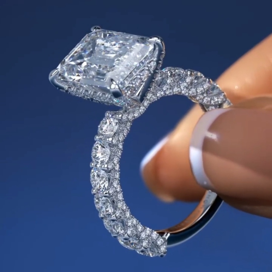 Nhẫn Đính Đá Zircon Hình Chữ Nhật Phong Cách Âu Mỹ Thời Trang Cho Nữ