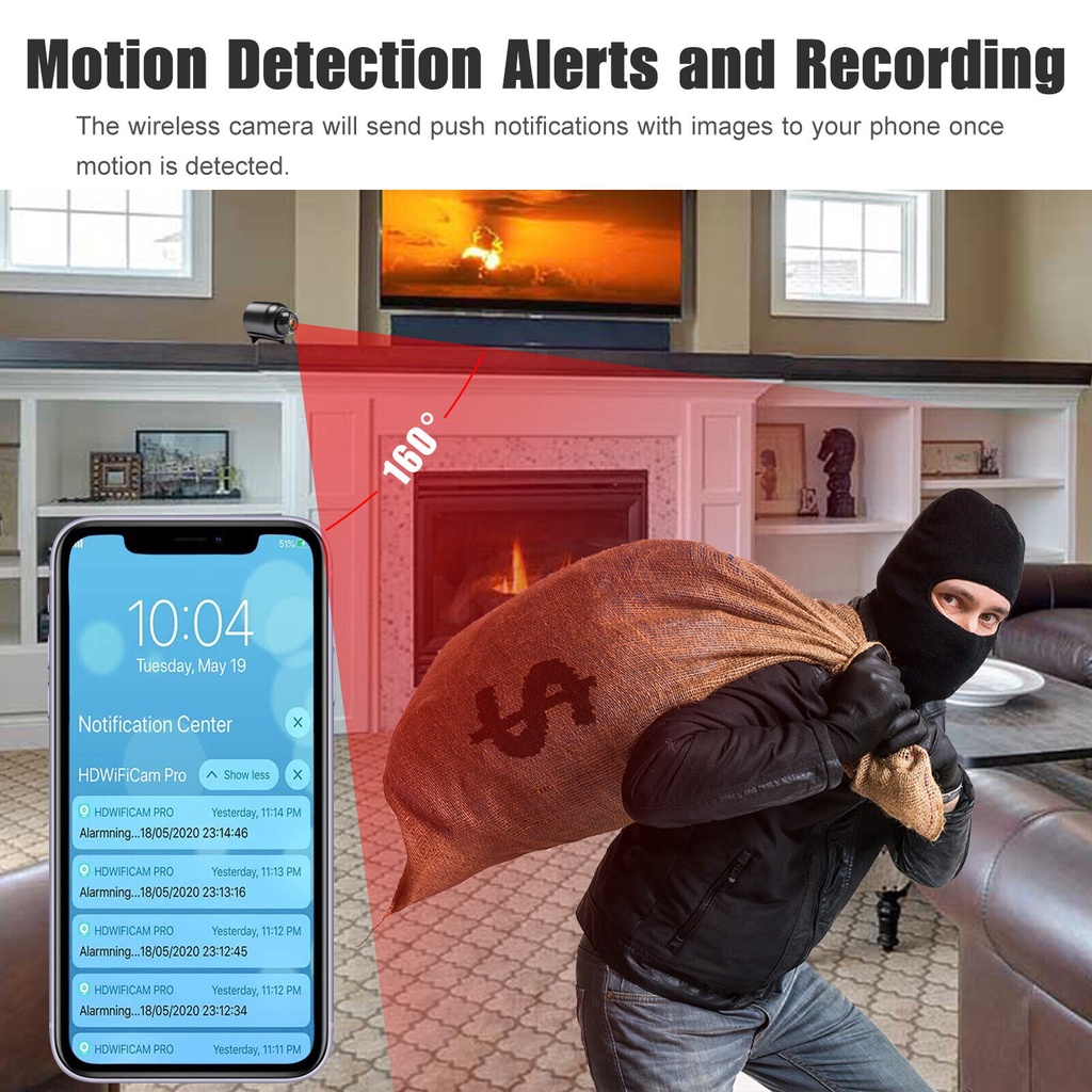 Camera An Ninh Không Dây Kết Nối Wifi, Độ Phân Giải 1080P HD, Hỗ Trợ Quay Ban Đêm
